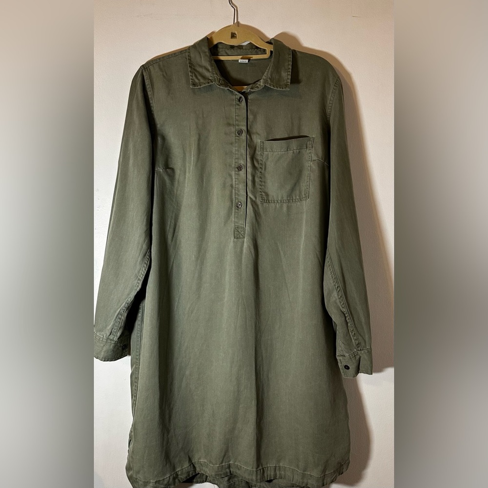 Dark Green Button Up Dress